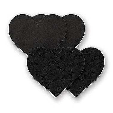 Tepelcover hartjes zwart (2 paar)