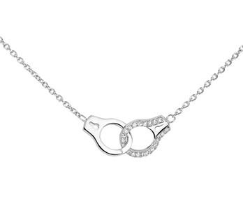 Zilver collier handboeien met zirkonia Zilver collier handboeien met zirkonia